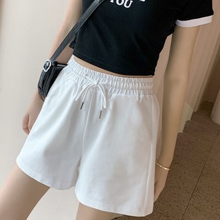 구디프 여성용 A핏 하이웨이스트 와이드 캐주얼 밴딩 반바지