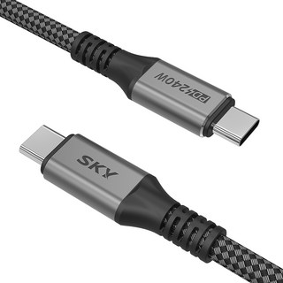 SKY USB4 4K Thunderbolt 4 相容 40Gbps PD Type-C轉Type-C線 240W, 1.2m, 黑色, 1條