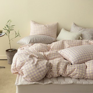 maatila Air Fresh Pastel系列 格紋被套 Cream Lilac 160x210 公分, SS 160*210cm, 1件