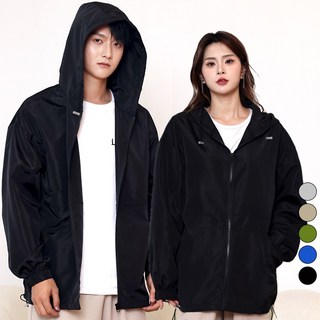 턴키 남녀공용 빅사이즈 오버핏 아노락 풀 집업 후드 바람막이 점퍼 AJ-1219