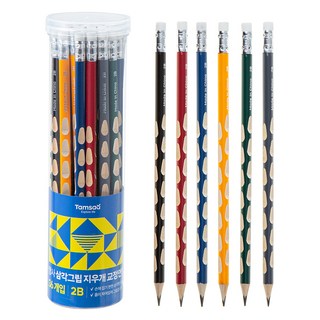 Tamsaa 三角握把橡皮擦矯正鉛筆 2B, 1個, 混色