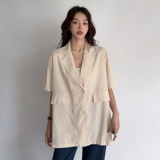 더시럽 여성용 컬러풀 코지 반팔 재킷