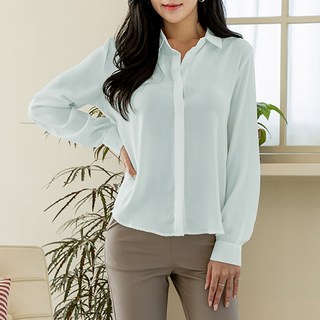 디어로라 여성용 링클프리 히든 버튼 블라우스