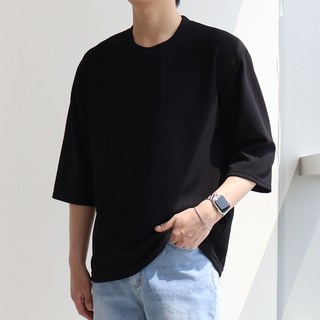 지지블랙 남성용 냉감 통기성 테리 아이스 쿨 링클프리 라운드 빅사이즈 7부 티셔츠
