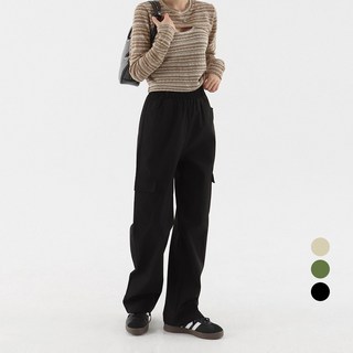 Cotton Closet女款沙沙聲工裝鬆緊直筒寬褲