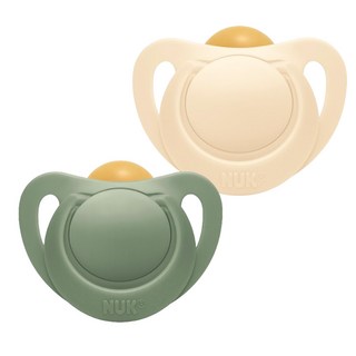 NUK For Nature 乳膠奶嘴 2 件套, 綠色, 米色, S1(0-6個月), 1組