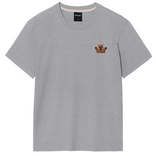 Okstar 短尾矮袋鼠刺繡短袖T恤 1TS022, 灰色