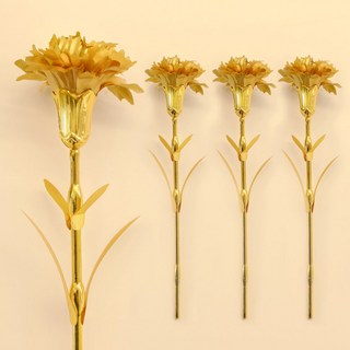 이플린 조화 카네이션 블링블링 꽃 한송이 금색 4개 상품 이미지