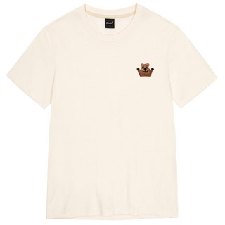 Okstar 短尾矮袋鼠刺繡短袖T恤 1TS022, 奶油白