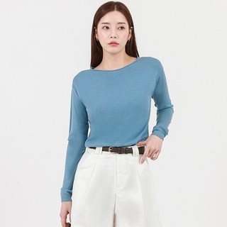 엘쏘 여성용 라운드넥 소프트 여리 간절기 이너 니트 긴팔 티셔츠