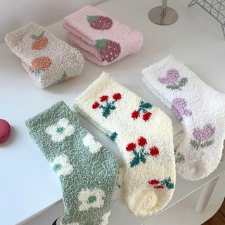 워더미 보온 파스텔 과일 플라워 임산부 수면 양말 5종 W661, 1세트