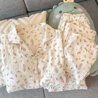 엘쏘 여성용 거즈면 라이트 큐티 홈웨어 긴팔 긴바지 세트