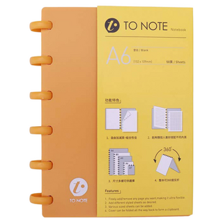 TO NOTE 筆記本A6 橫線, 50頁, 黃色, 1本