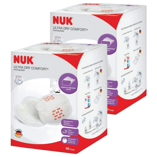 NUK 超乾爽拋棄式防溢乳墊, 60片/盒, 2盒組, 柔軟透氣材質, 單片獨立包裝, 2盒