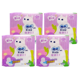 SOFY 蘇菲 新升級 彈力貼身極薄0.1日用衛生棉, 23cm, 18片, 4包