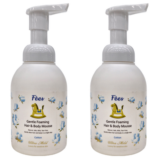 Fees BEBE 嬰兒洗髮沐浴泡泡 清新舒棉, 400ml, 2瓶