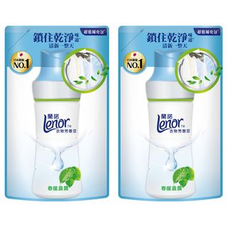 Lenor 蘭諾 台灣公司貨 衣物芳香豆補充包 春暖晨露, 455ml, 2包