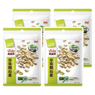 ViVa 萬歲牌 原味珍珠開心果, 殼薄開口大, 果肉飽滿, 甜脆口感, 100g, 4包