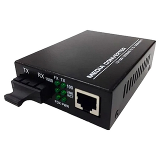 Neon 台灣霓虹 Gigabit 千兆網口轉SC單模雙芯光纖光電轉換器，配備SC光纖接口，包含兩個收發器和變壓器，全面配置, 1台