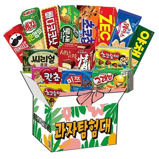 과자탐험대 리본박스 15개 종합 과자 세트) 프링글스 초코파이 예감볶음양파 미쯔 빠다코코낫 롯데샌드 야채크래커 제크 초코칩쿠키 크림웨하스 고래밥 씨리얼 칸쵸 초코송이, 1세트, 리본박스 단짠초코 곽과자세트