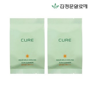 [김정문알로에] 큐어 아쿠아 마일드 선쿠션 리필 시즌3 2개, 25g