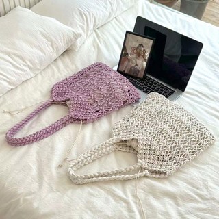 쇼퍼백 실버 뜨개 가방 니트 숄더백