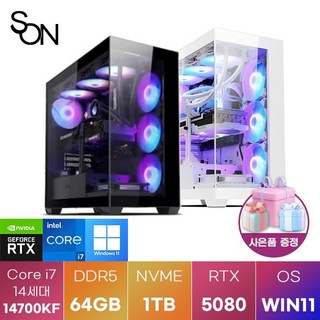 [SON] 고사양 인텔 코어 14세대 게이밍 업무용 조립PC WIN11 설치 게임용 컴퓨터 데스크탑 FPS LOL 배그 리니지 로스트아크 필수 컴퓨터, no.6, 본체, 화이트, 1개