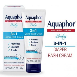 Aquaphor Baby Diaper Rash Cream 3-in-1 Diaper Rash Relief 3.5 Oz Tube, 3Pack