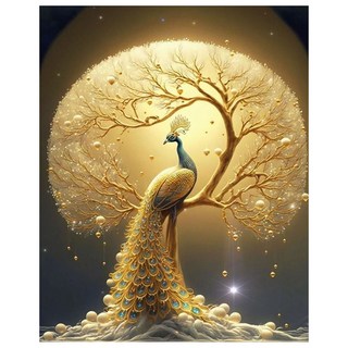 황금공작 보석십자수 이사선물 전체수 diy키트 PIN072, 1개, 공작새 40×50cm, 40×50cm