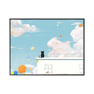 고양이 자연 풍경 가림막천 경치 천가리개 하프 1미터 배경천그림 스크린 동물 거실, 732164 F66, 단독