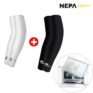 네파 텐셀 심리스 쿨토시 팔토시 2p x 2세트 + 브레드캣 파우치세트, 화이트+블랙, 1개