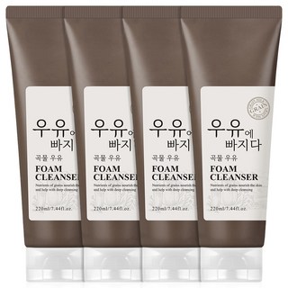 우유에빠지다 곡물 밀크 대용량 폼클렌징, 4개, 220ml