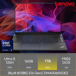 레노버 씽크패드 E16 Gen2 21MA006KKDE2, Free DOS, 16GB, 1TB, 블랙