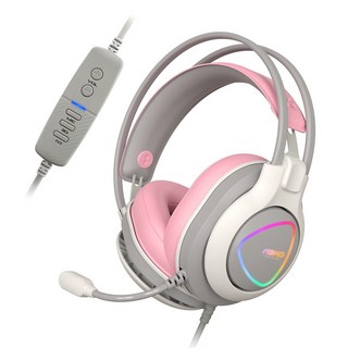 앱코 N980 진동 가상 7.1 RGB 게이밍 헤드셋 (화이트 핑크), 1