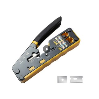 ZoeRax RJ45 크림프 공구 Cat6 Cat5 Cat5e 8P8C 모듈러 커넥터 이더넷 일체형 와이어 공구용 크림퍼 커터 통과 rj45 crimper 황흑, 1개