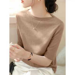 SK-3301 보트넥 5부 소매 니트