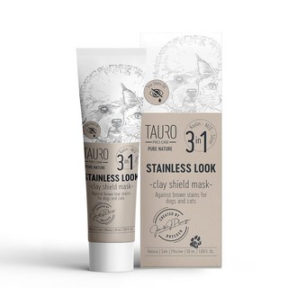 Tauro Pro Line 강아지용 클레이 눈물 얼룩 제거제 - 눈 귀 입을 위한 쉴드 마스크 개 강아지 및 고양이를 부드러운 그루밍 제품 (스테인리스 룩 50ml(1.