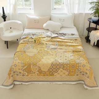 코튼 담요 술 소파 커버 여름 쿨링 거즈 타올 다기능 더블 침대보, A. 150cmx200cm, 19. Color as photo, 1개