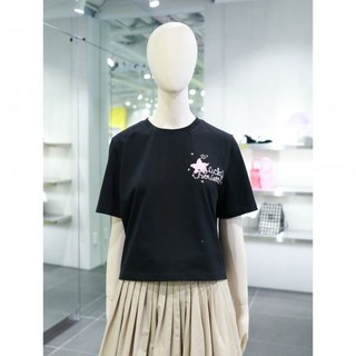 럭키슈에뜨 프린트 디테일 면 티셔츠