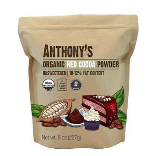 Anthonys 유기농 레드 코코아 파우더 2268g8온스 제로슈가 더치 가공 글루텐 프리 지엠O, 1개, 227g