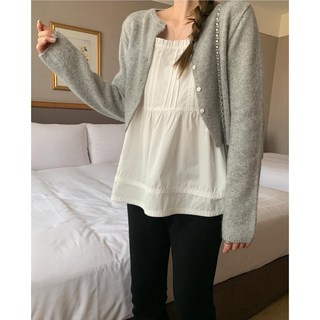 멜라운지 캐리 핀턱 뷔스티에 블라우스 - 끈조절 가능