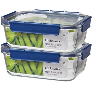 LocknLock 樂扣樂扣 頂級透明耐熱玻璃保鮮盒, 2入, 2L
