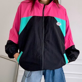 커밍 간절기 오버핏 하이넥 바람막이 집업 점퍼