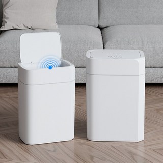 [1+1세트 20L+17L]KUAHAI 오토센서 휴지통 휴지통 화장실 기저귀 냄새방지 휴지통, 흰색