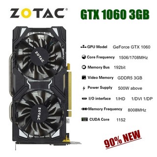 ZOTAC-게임용 그래픽 카드 GTX 1060 3GB 5GB 6GB 비디오 GPU, ZOTAC GTX 1060 3GB