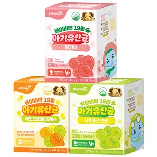 베이비락 아연함유 19종 아기 생유산균 3가지맛 세트(30포x3), 1개