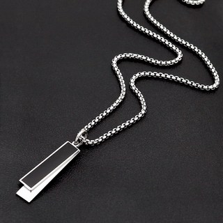 [슈가스톤]써지컬 스틸 블랙 화이트 더블스틱펜던트 체인패션 남자목걸이