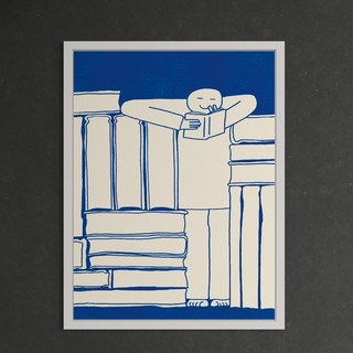 책읽는 즐거움 그림액자 서재 공부방 인테리어, BLUE, 30x40cm
