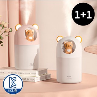 미니 가습기 차량용 가정용 사무실 탁상용 C타입 무드등 KC인증, 핑크(+1)