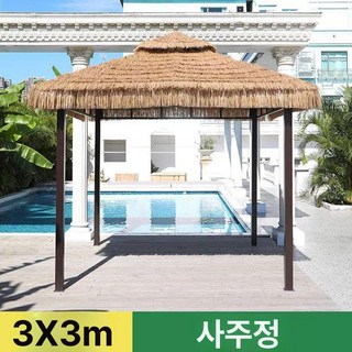 야외 오두막 볏짚 농가 통나무집